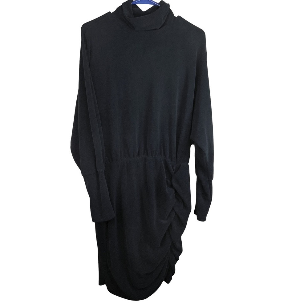 Shein Curve Size 0XL Black Fleece Peplum Body-Con Shirred Ruched Curvey Dress